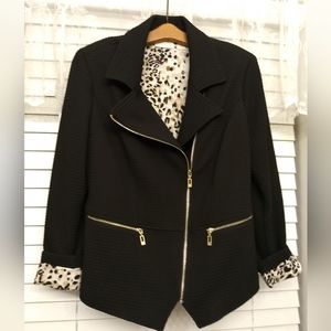 Chico's Moto Jacket with Leopard print lining Size 0